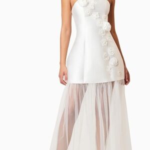 Elliatt Strapless White Dress with Floral Details